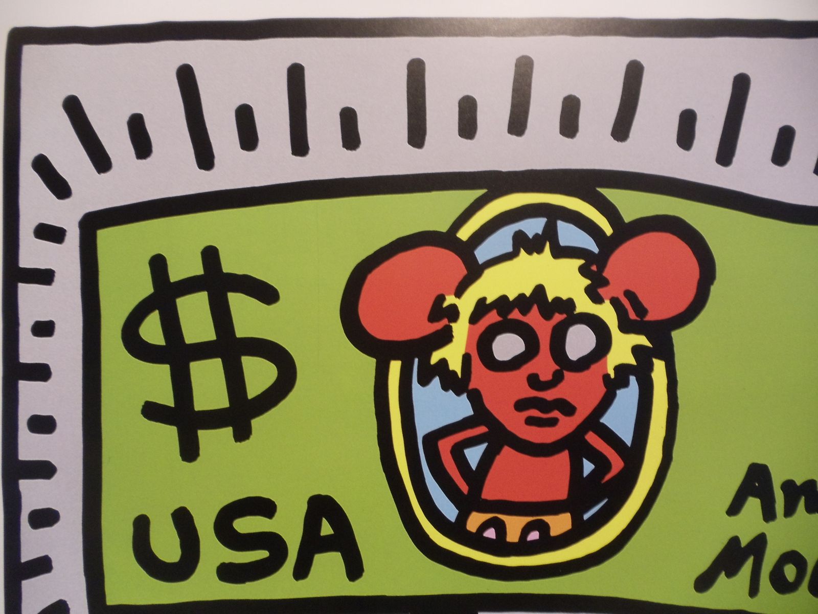 Keith Haring Andy Mouse Dollar Bill, A Fusion Of Andy Warhol And Mickey Mouse, Authorised Lithograph By Keith Haring Foundation photo 94.0