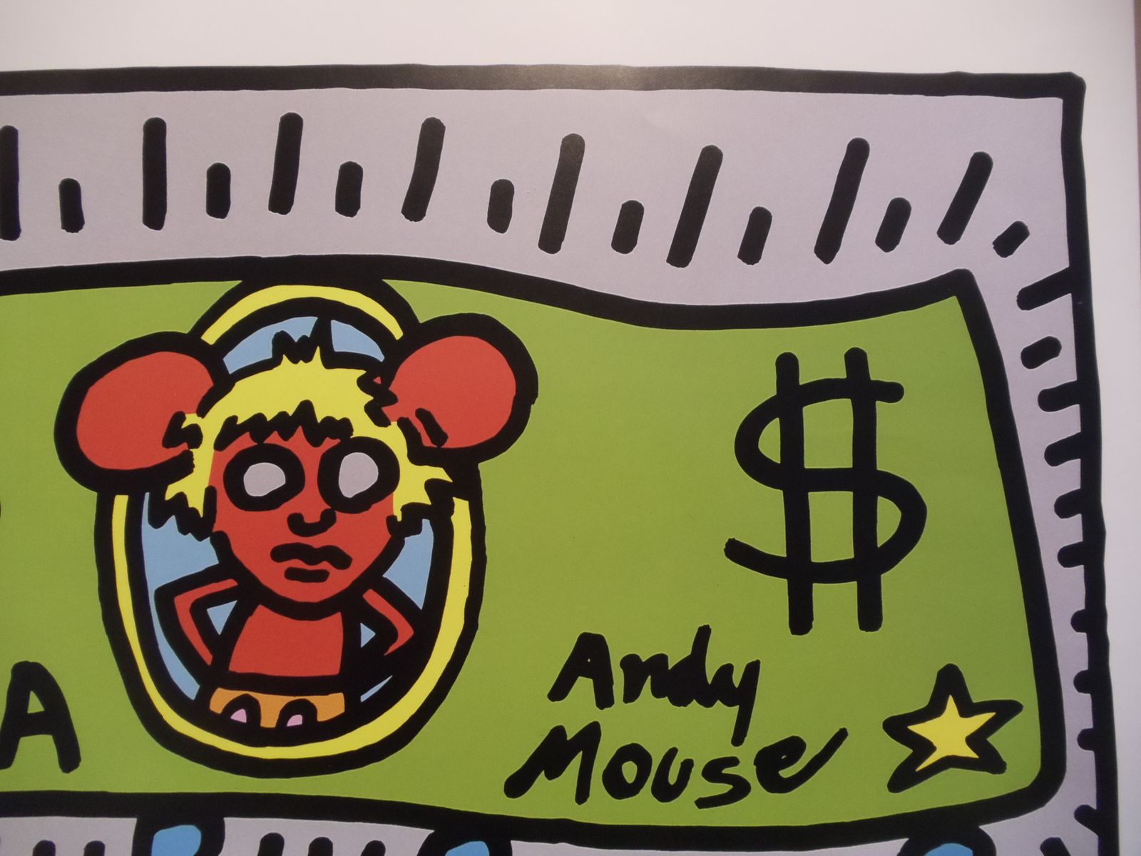 Keith Haring Andy Mouse Dollar Bill, A Fusion Of Andy Warhol And Mickey Mouse, Authorised Lithograph By Keith Haring Foundation photo buy