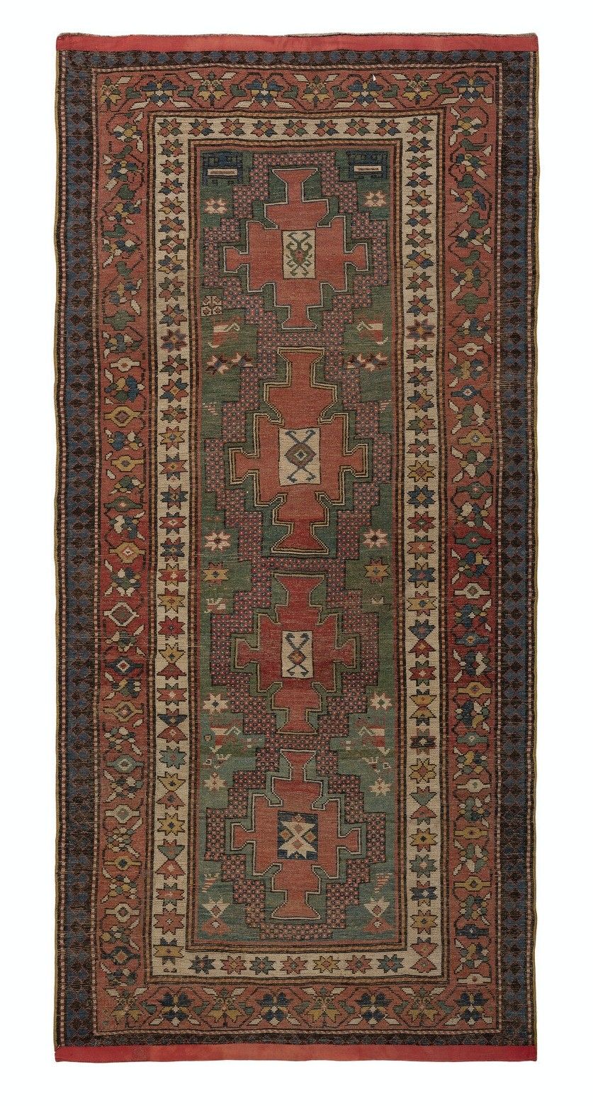 4.4x9.3 Ft Antique Kazak Runner Rug, South Caucasus, Late 19th Century photo Textiles
