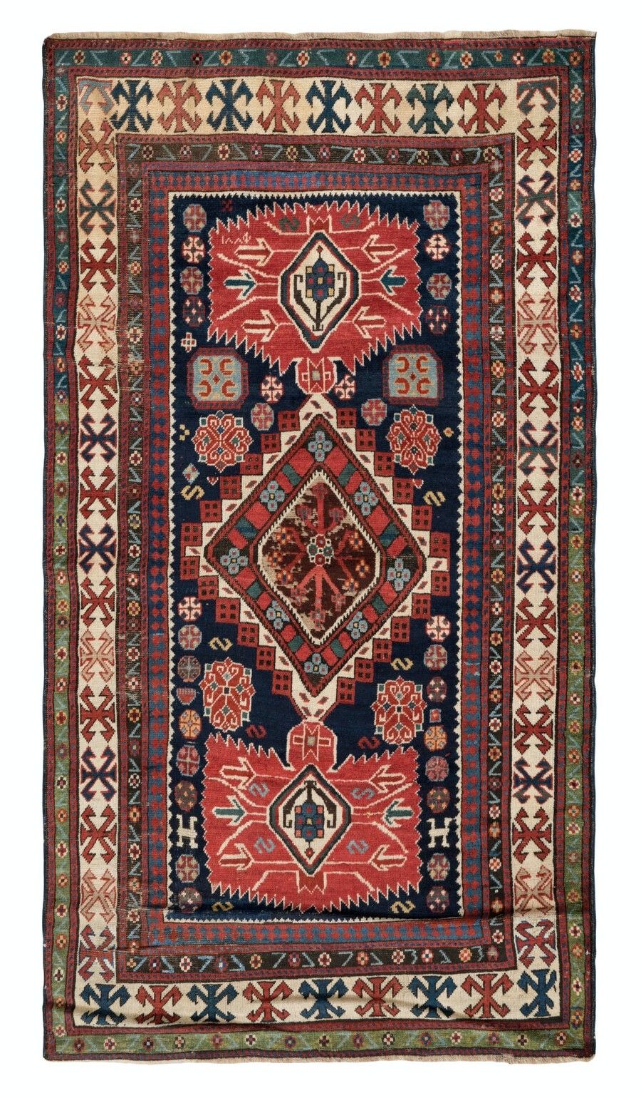 4.7x8.2 Ft Antique Caucasian Kazak Rug, In Well Preserved Original Condition
