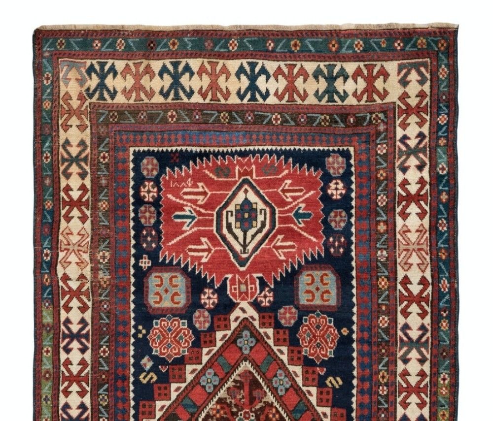 4.7x8.2 Ft Antique Caucasian Kazak Rug, In Well Preserved Original Condition photo furniture
