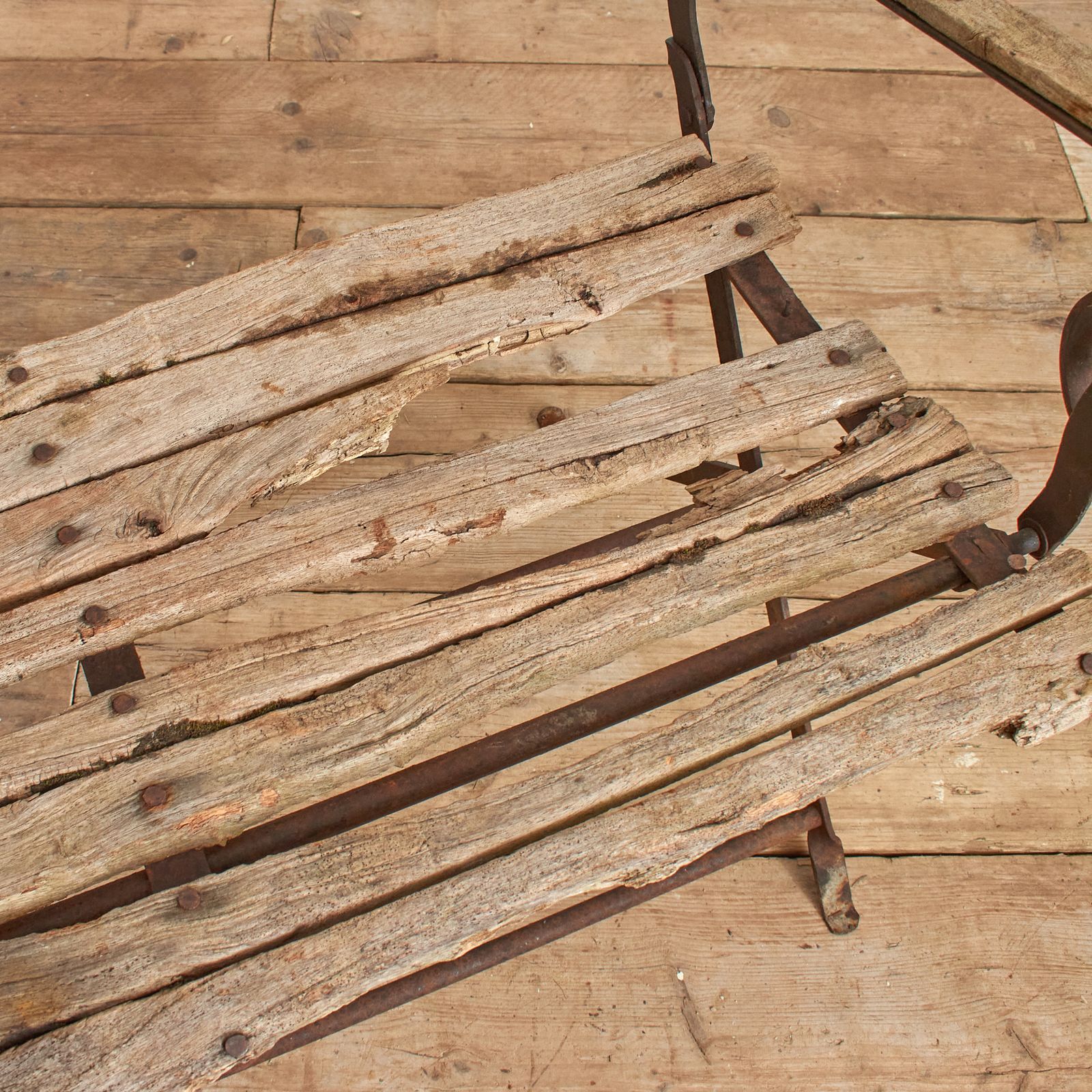 Small Rustic French Antique Folding Garden Bench photo for sale