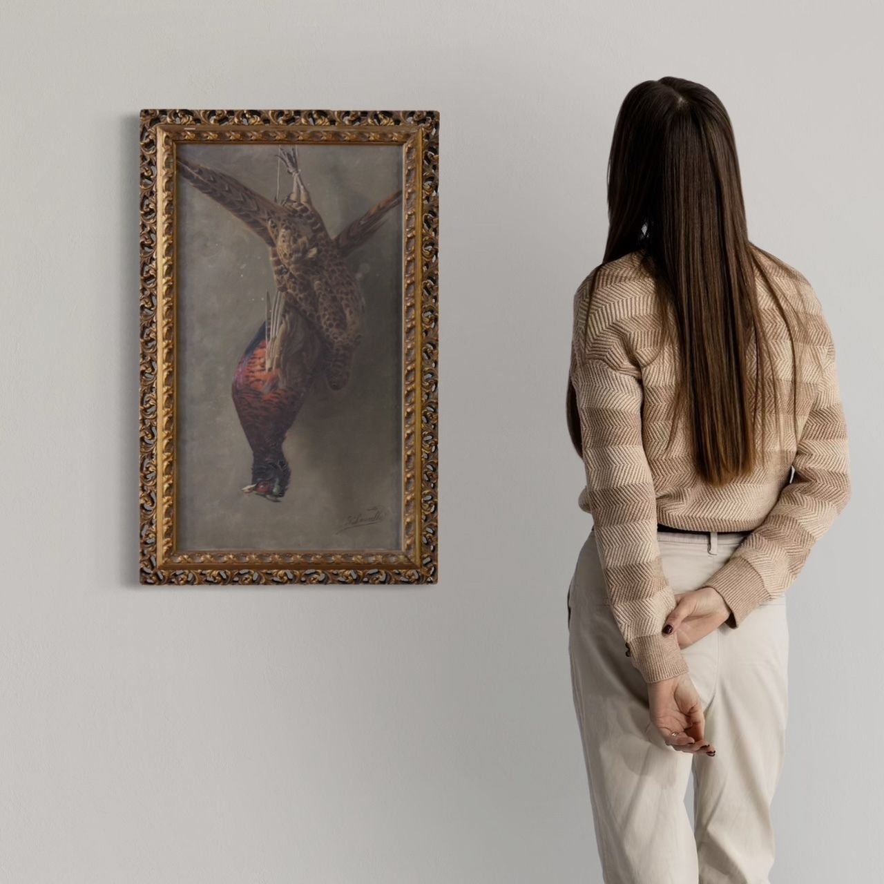 Signed Still Life Painting With Game From The 20th Century photo for sale