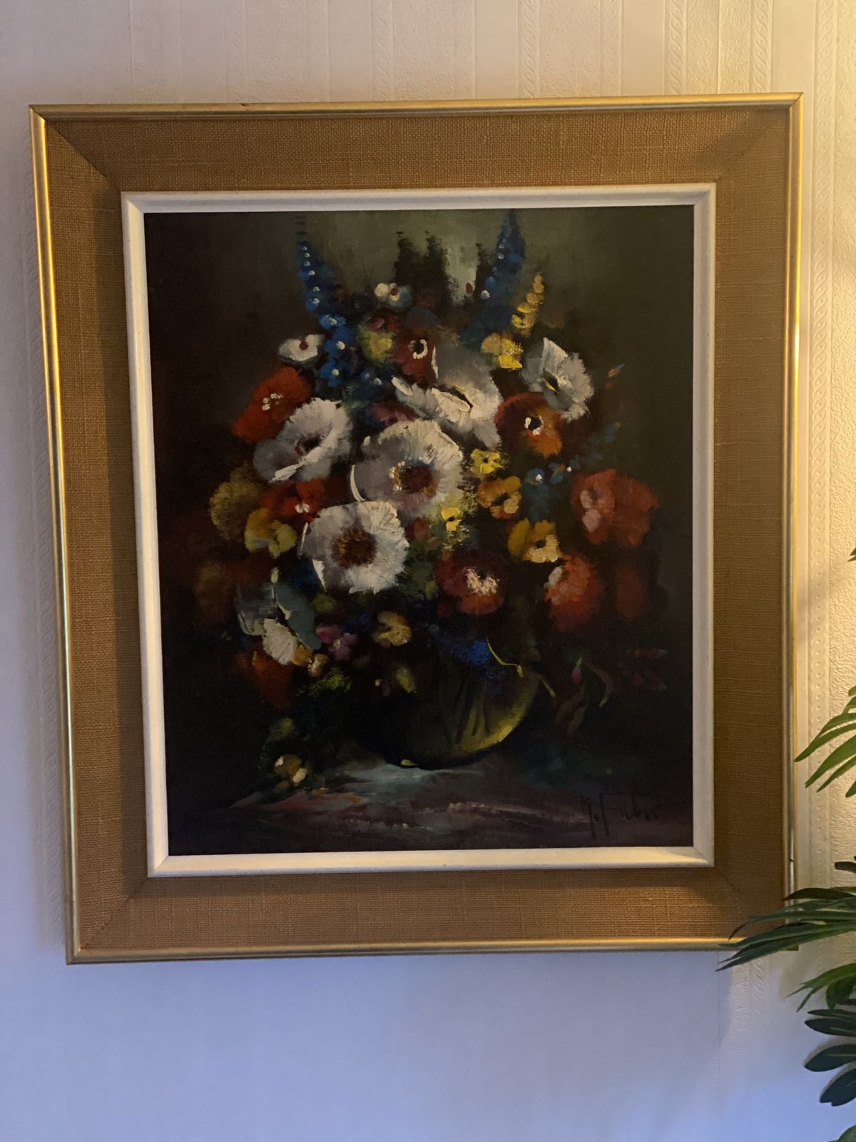 R Fabre Original 1960s Oil Painting photo furniture