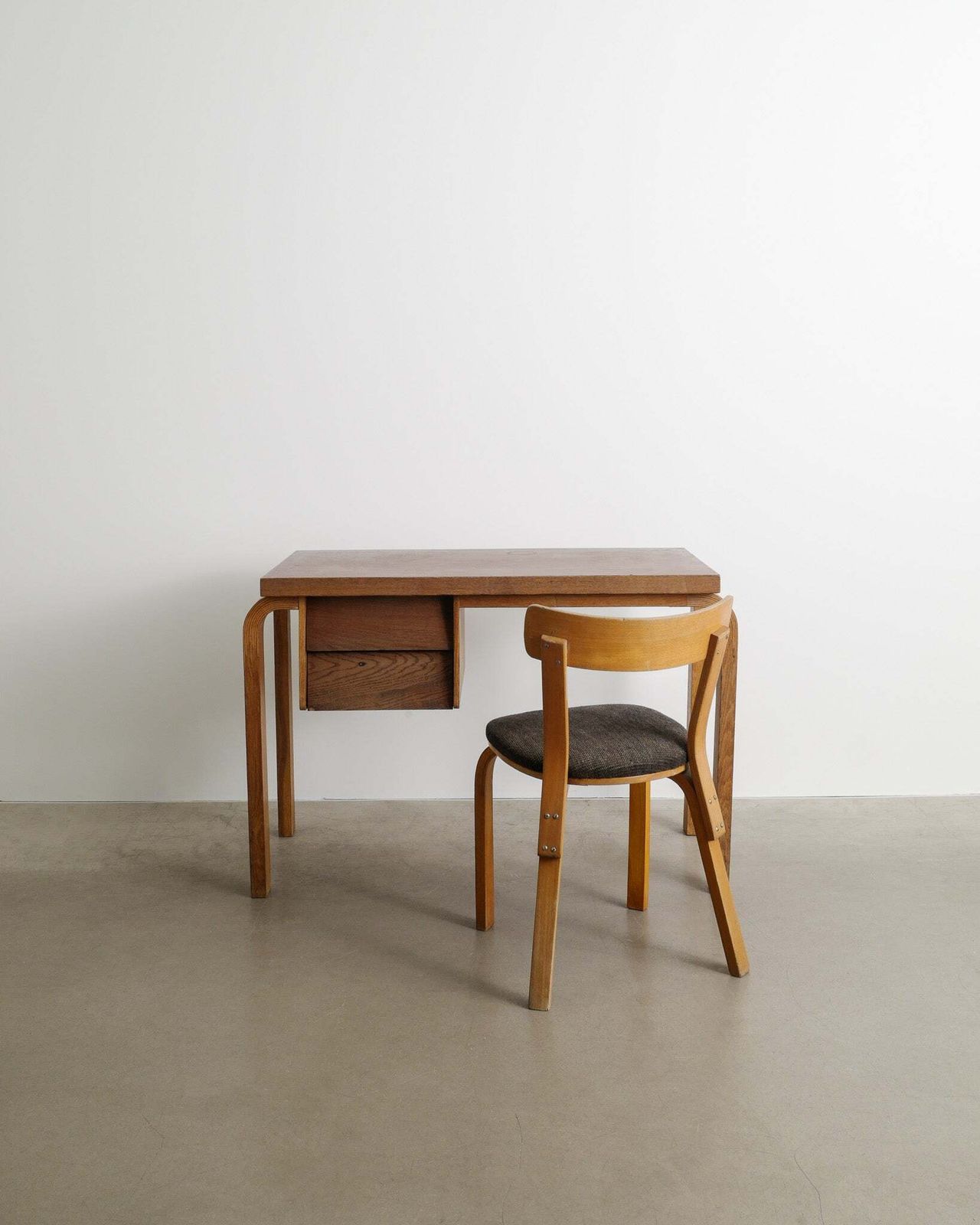 Early Finnish Mid Century Wooden Working Desk & Chair By Alvar Aalto, 1940s photo furniture