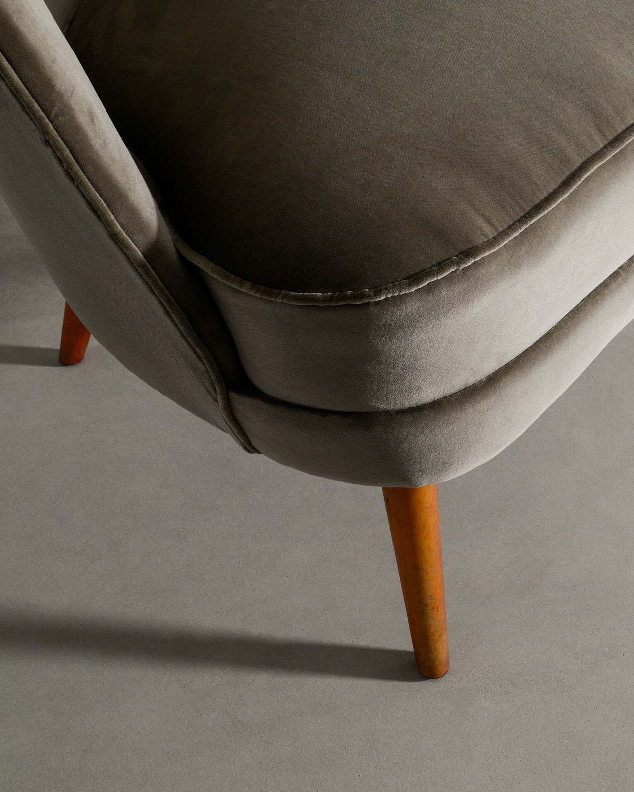 Arne Norell Mid Century Asymmetrical Armchair In Velvet Produced In Sweden, 1950s photo 4250.0