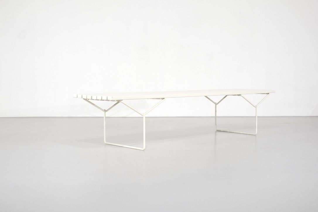 Bench " 400 " In White Wood By Harry Bertoia For Knoll International. photo Furniture