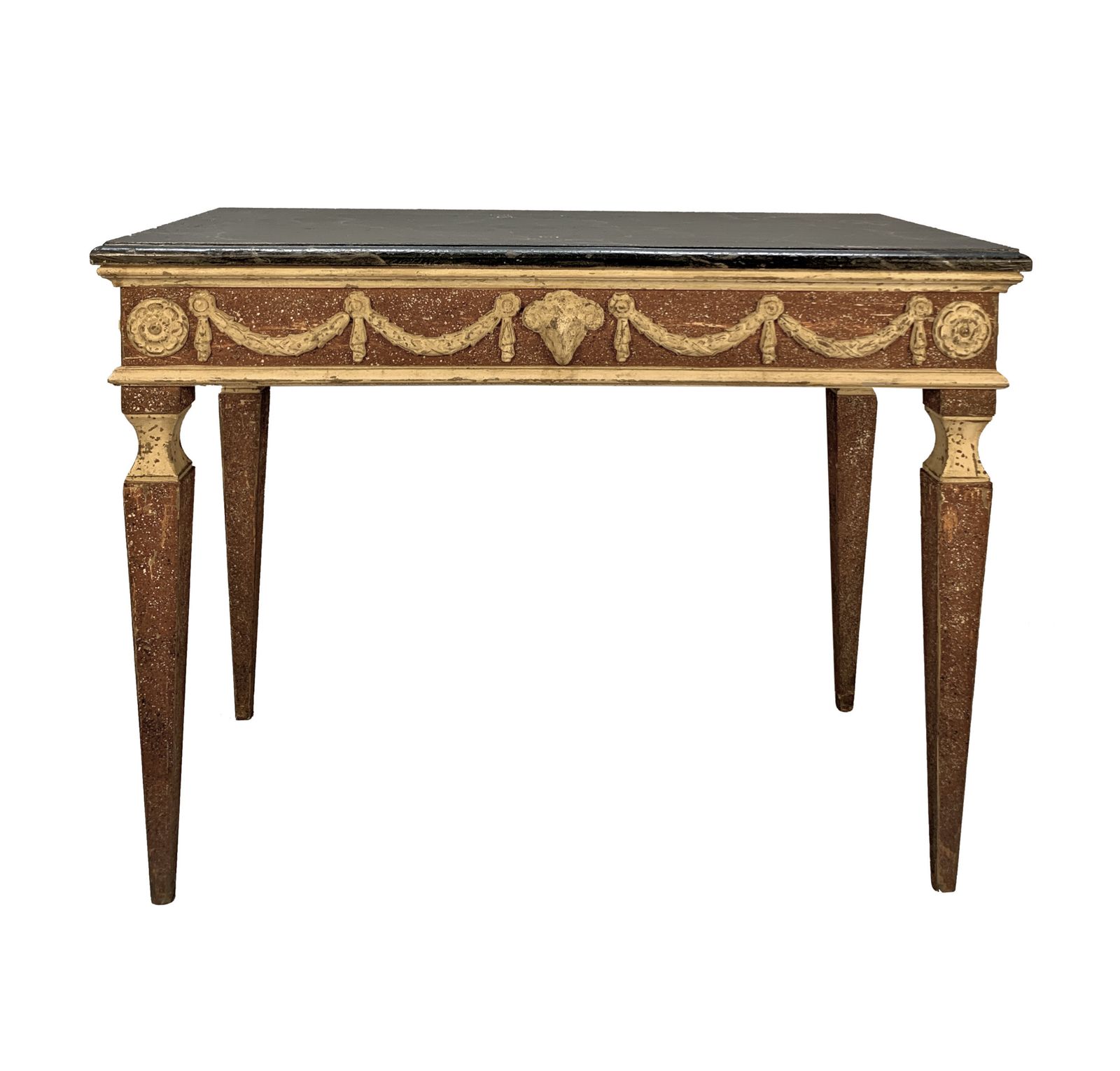 An XVIII Century Italian Neo Classical Faux Porphyry & Marble Console Table