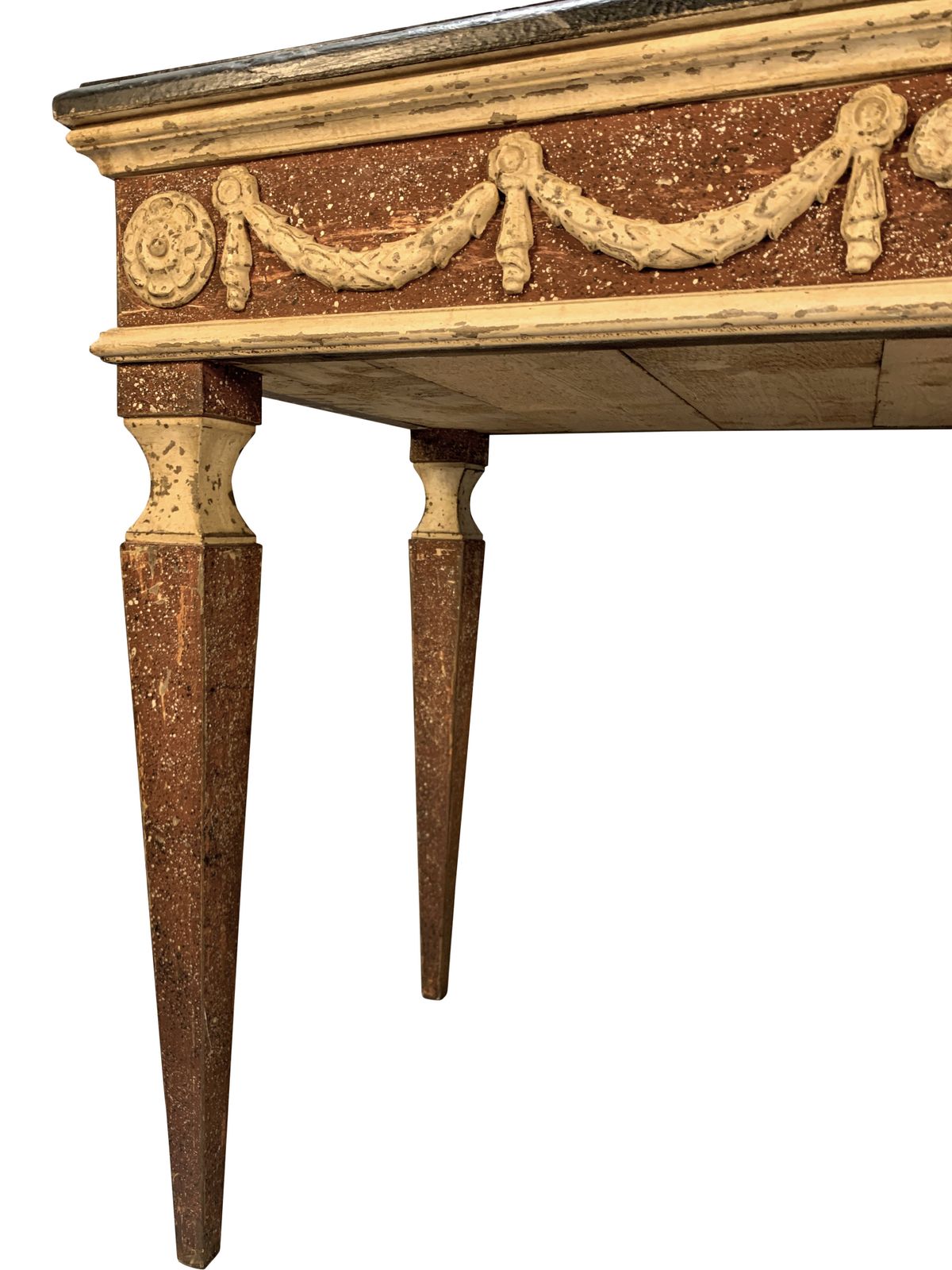 An XVIII Century Italian Neo Classical Faux Porphyry & Marble Console Table photo for sale