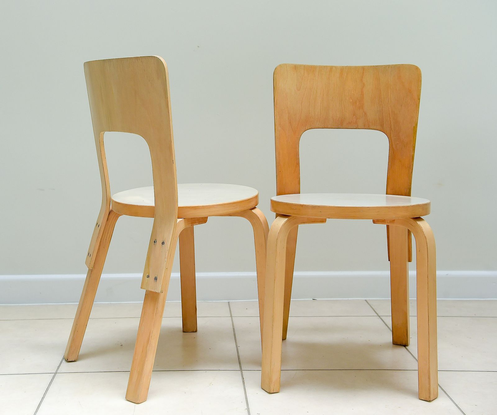 Pair Of Model 66 Chairs By Alvar Aalto For Artek, Finland photo for sale
