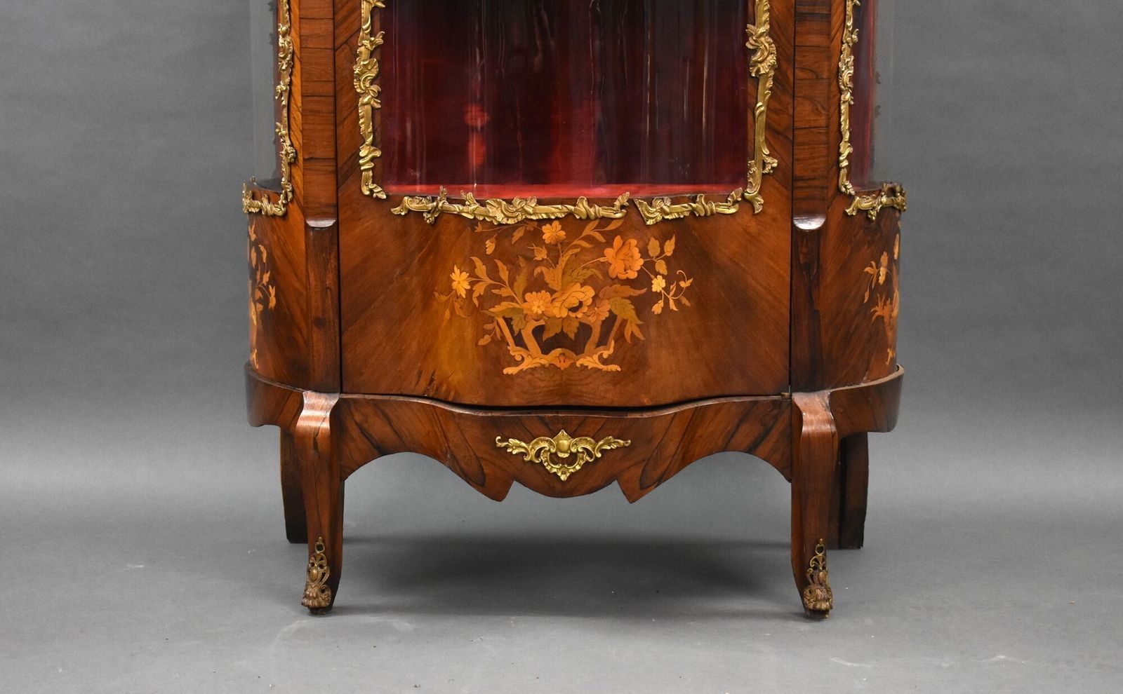 19th Century French Walnut & Ormolu Mounted Vitrine Cabinet photo for sale