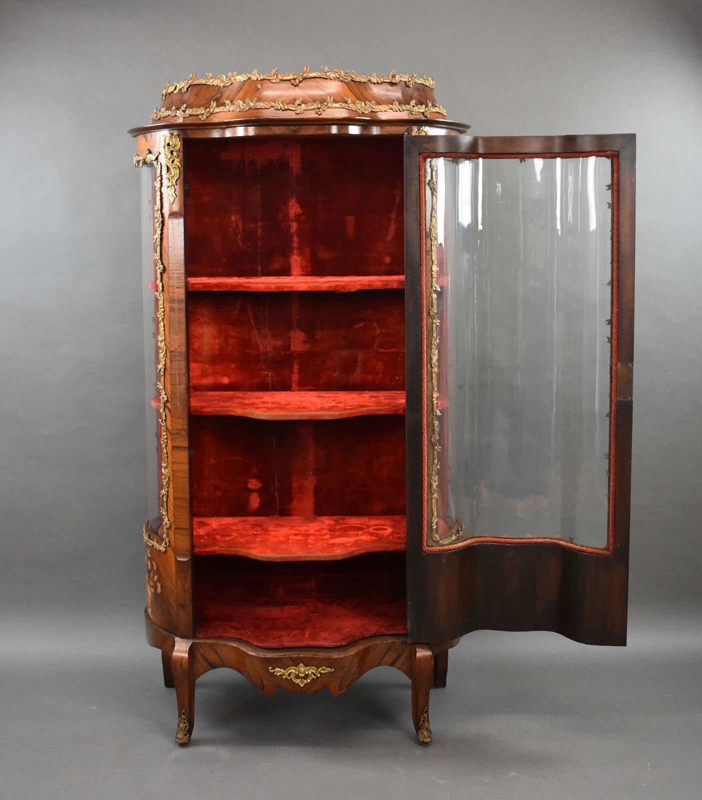 19th Century French Walnut & Ormolu Mounted Vitrine Cabinet photo Furniture