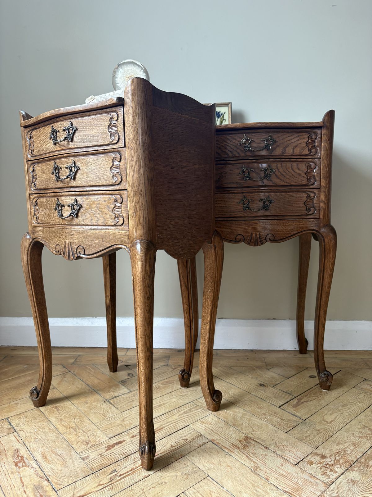 A Great Pair Of French Oak Bedside Tables. photo furniture