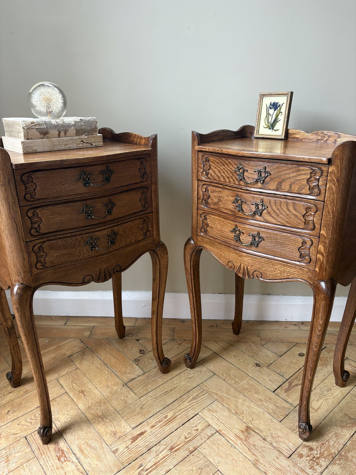 photo furniture A Great Pair Of French Oak Bedside Tables.