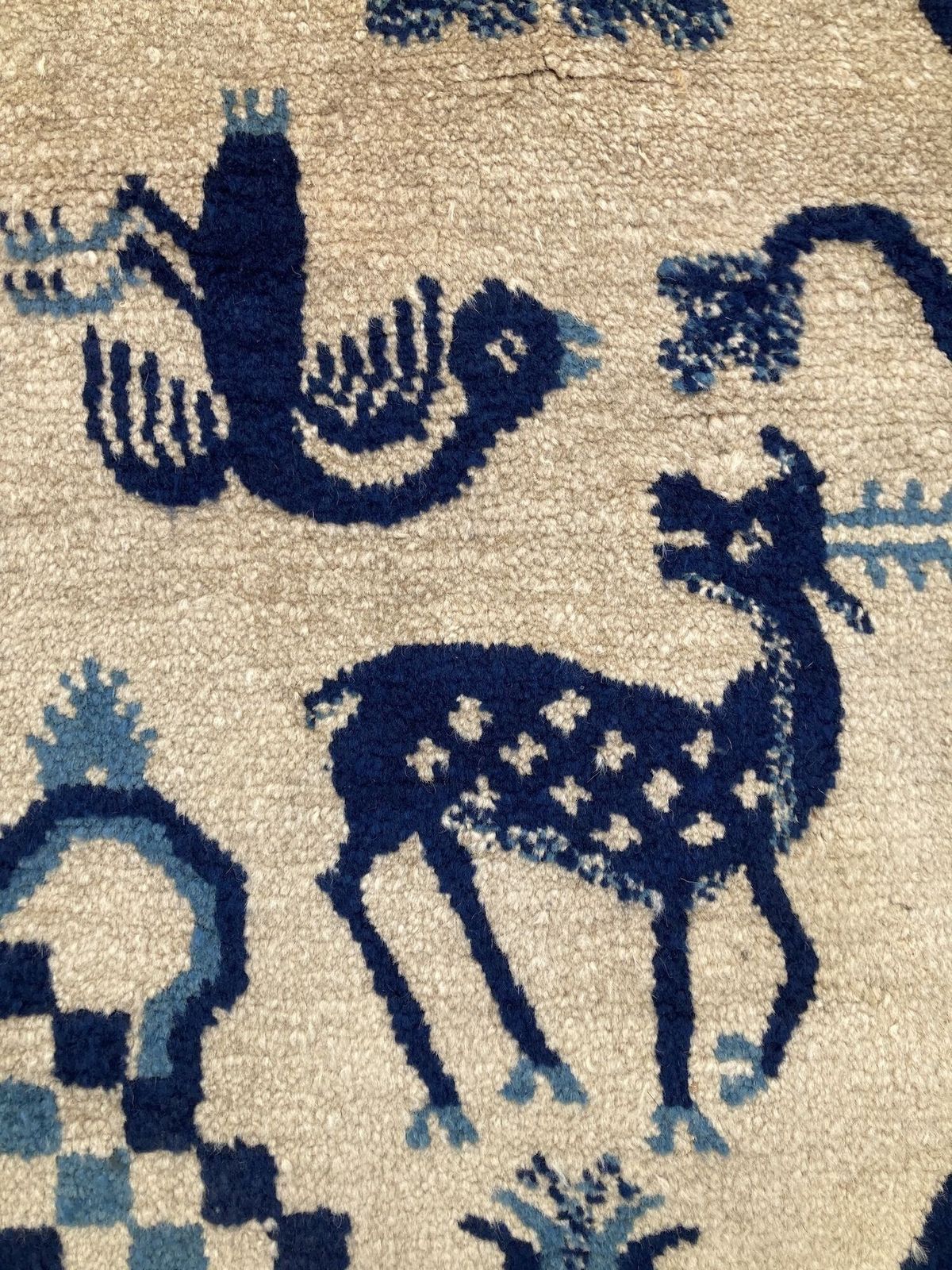 750.0 Vintage Chinese Pao Tao Rug 1.20m X 0.58m photo