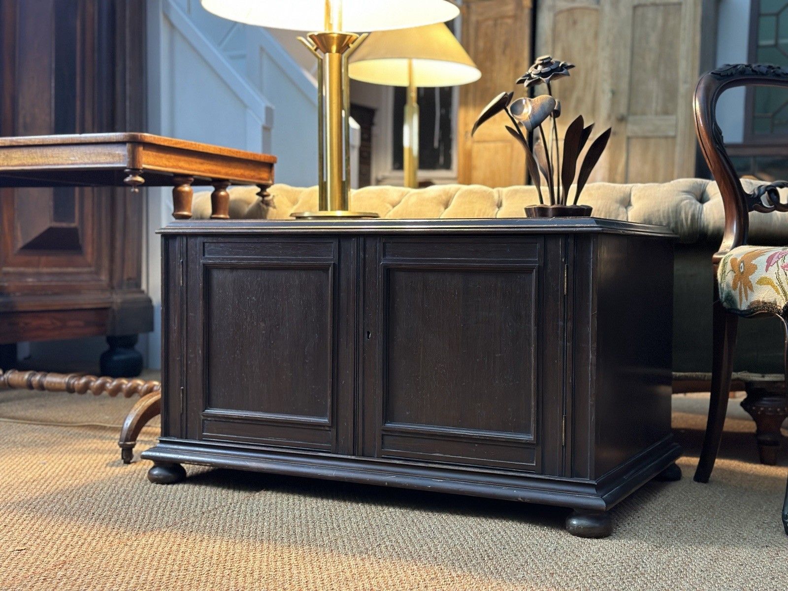 photo furniture Small Antique Mahogany Cupboard Side Table Bed Side