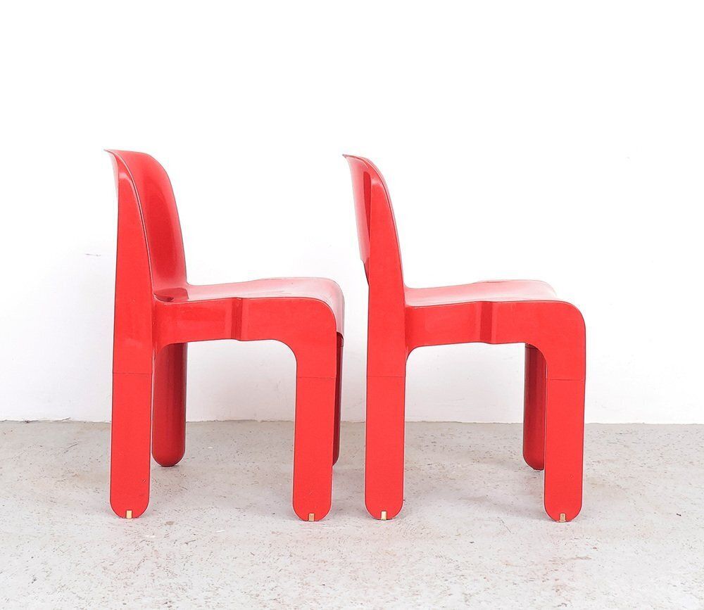 Vintage Universal Chairs In Red By Joe Colombo For Kartell, 1960s, Set Of 2 photo Furniture