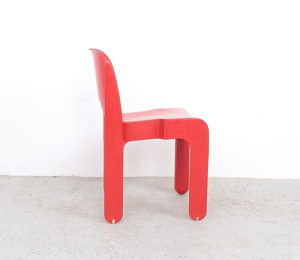 Vintage Universal Chairs In Red By Joe Colombo For Kartell, 1960s, Set Of 2 photo vintage