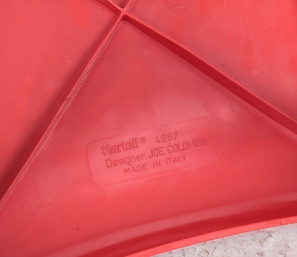 photo buy Vintage Universal Chairs In Red By Joe Colombo For Kartell, 1960s, Set Of 2