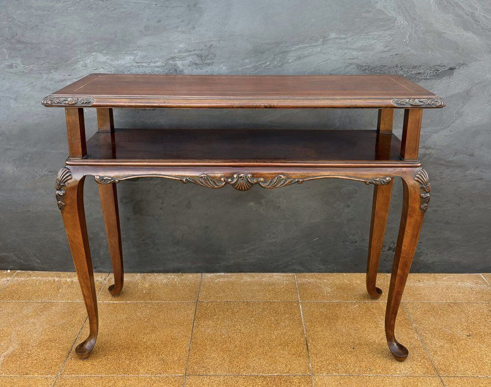 French Louis XV Style Carved Console Table With Cabriolé Legs, 1950 photo Furniture