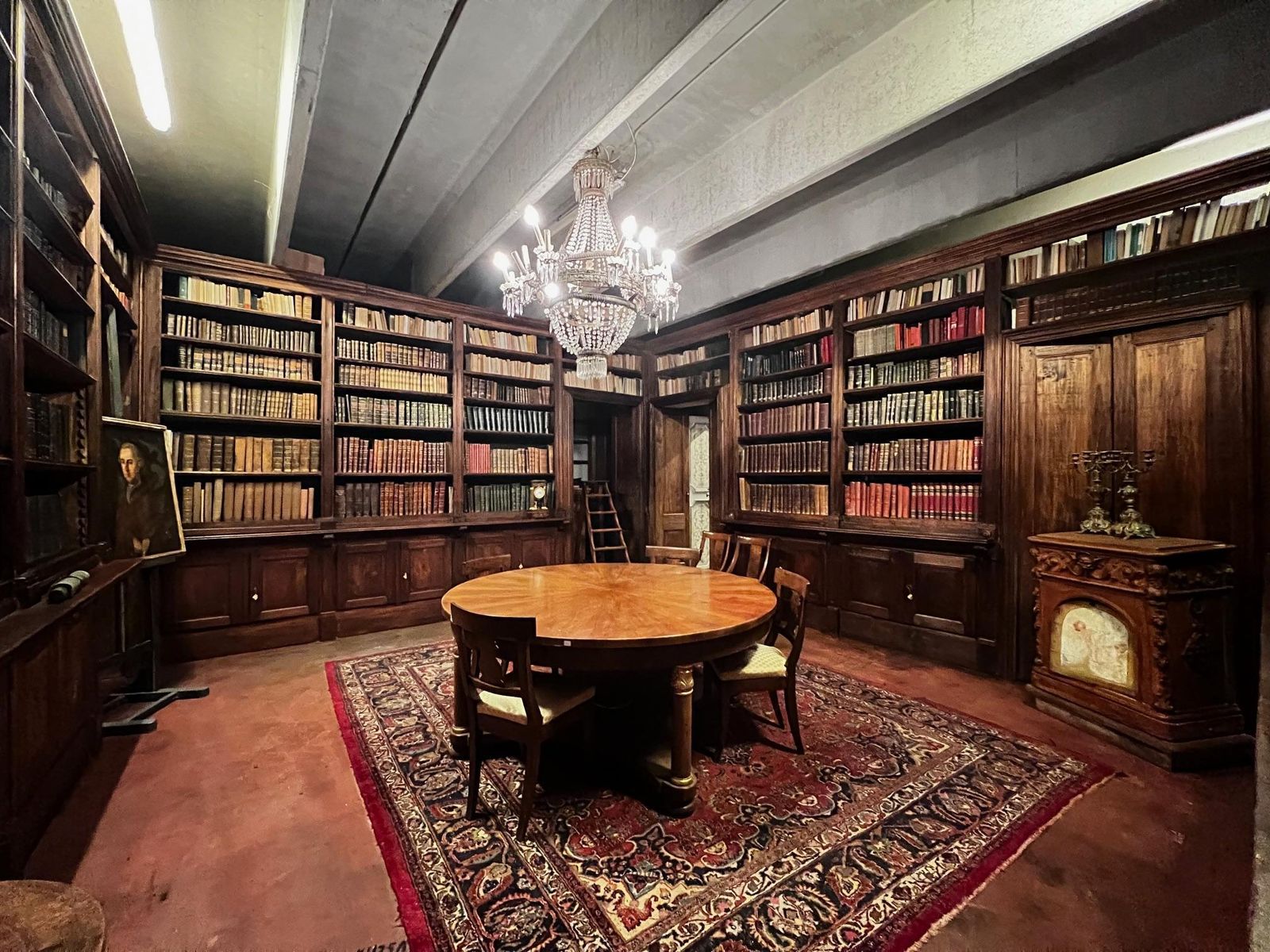 Huge Library Complete With Doors And Arranged On Four Sides Made Of Poplar, Italy photo furniture