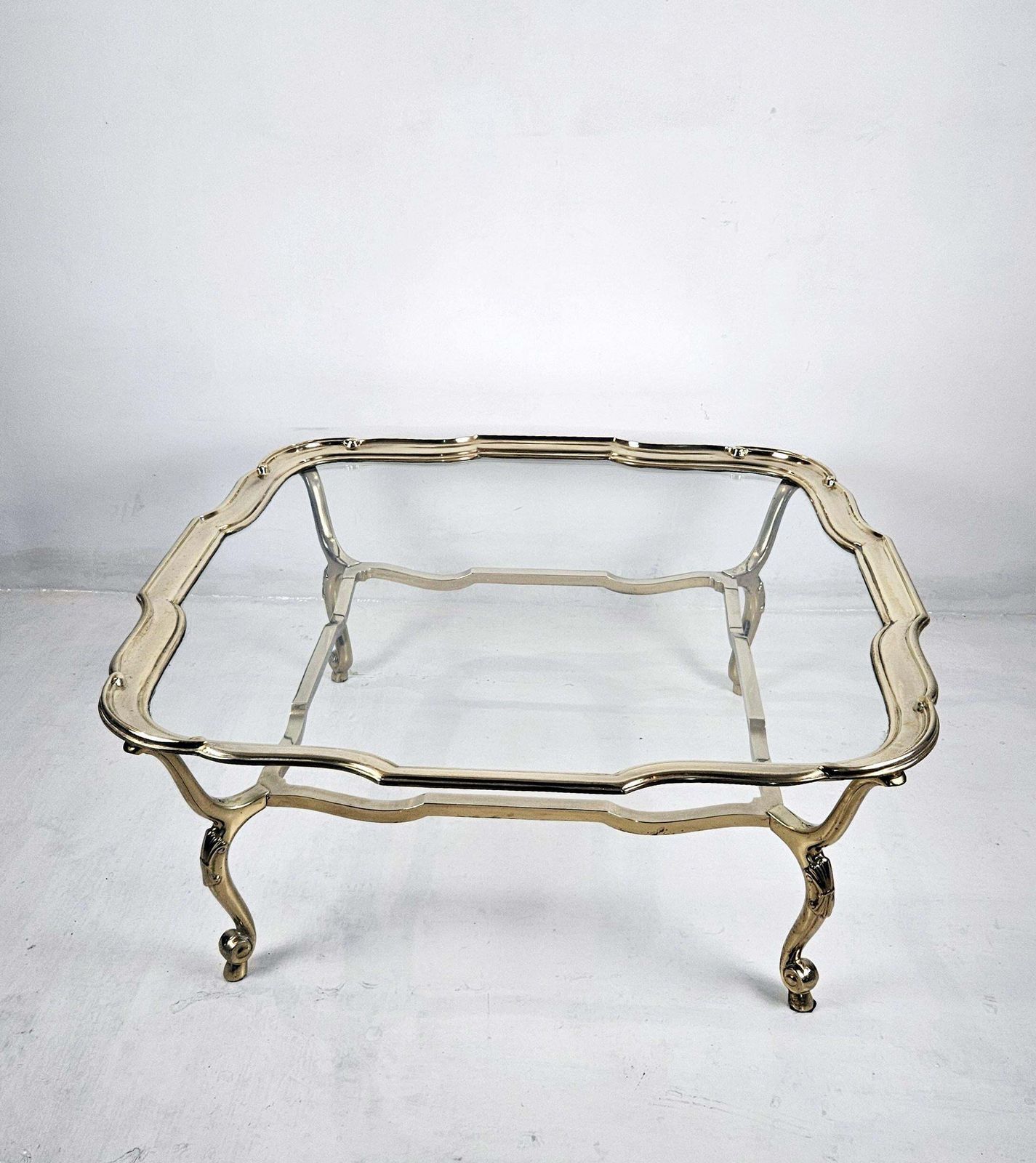 Italian Glass And Cast Bronze Coffee Table, 1980s photo for sale