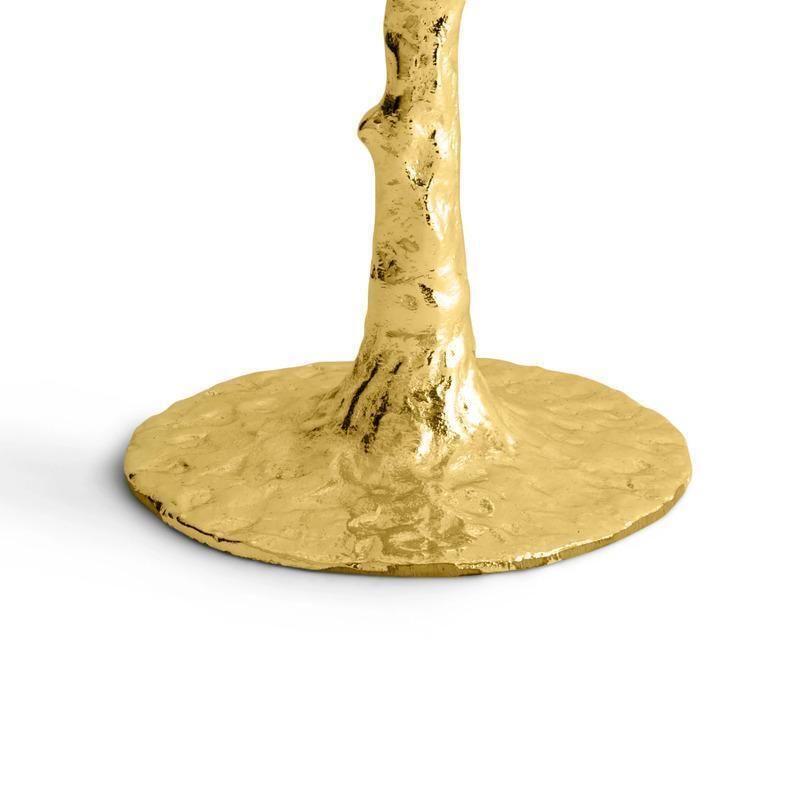 Contemporary Gold Cast Metal Tree Of Life Menorah photo for sale