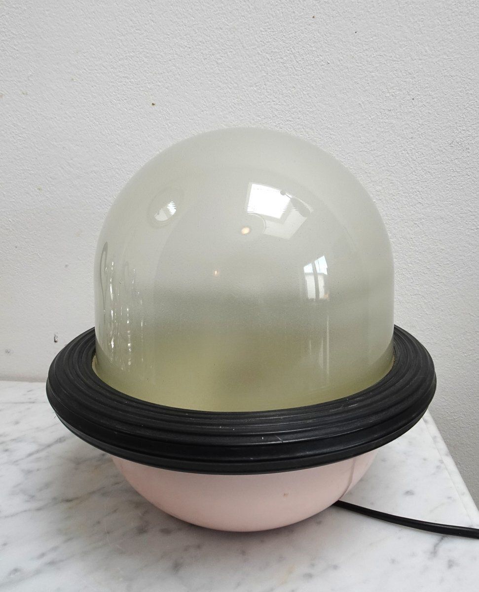 Ufo Table Lamp In Glass And Metal Attributed To Sicme, Italy, 1980s photo for sale