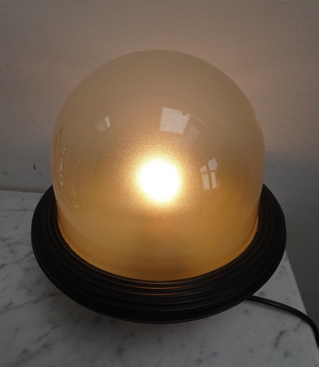 Lighting Ufo Table Lamp In Glass And Metal Attributed To Sicme, Italy, 1980s photo