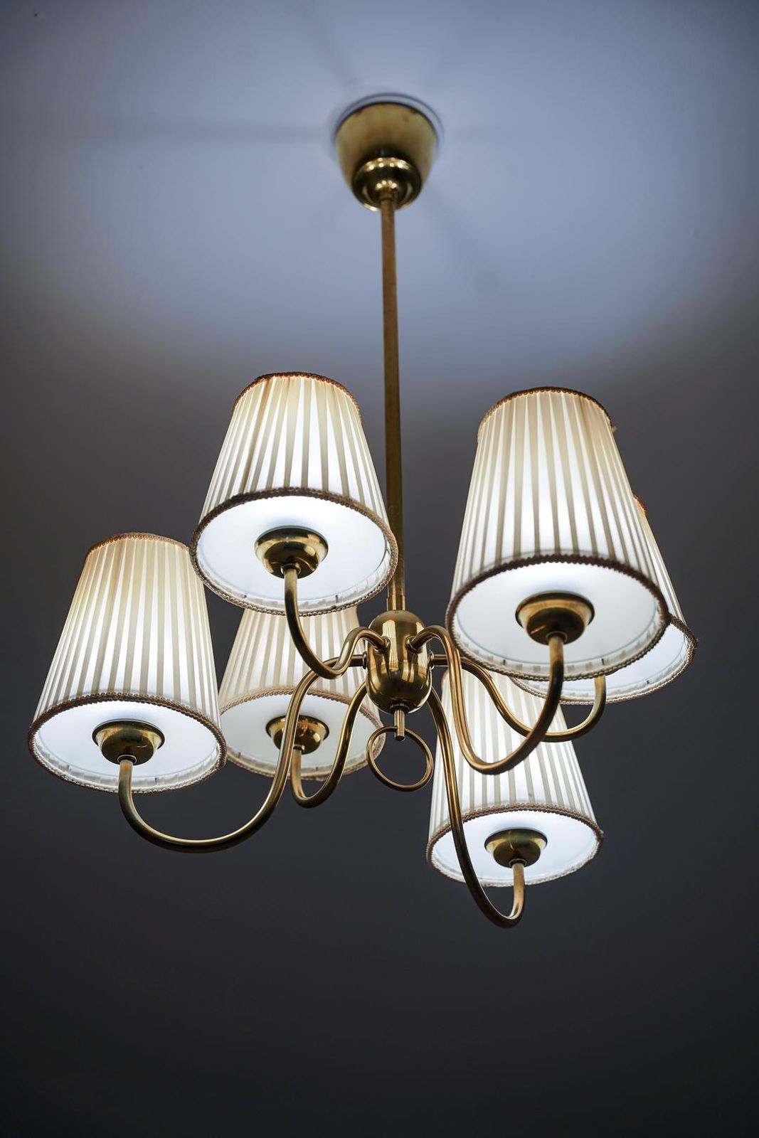 photo vintage Swedish Modern Brass Chandelier