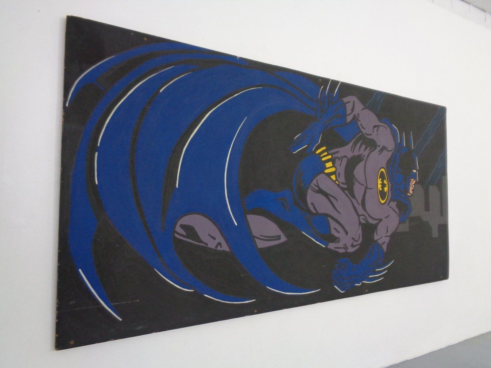 American Artist, Large Batman Street Art Image, Acrylic Painting On Hardboard, 1990s