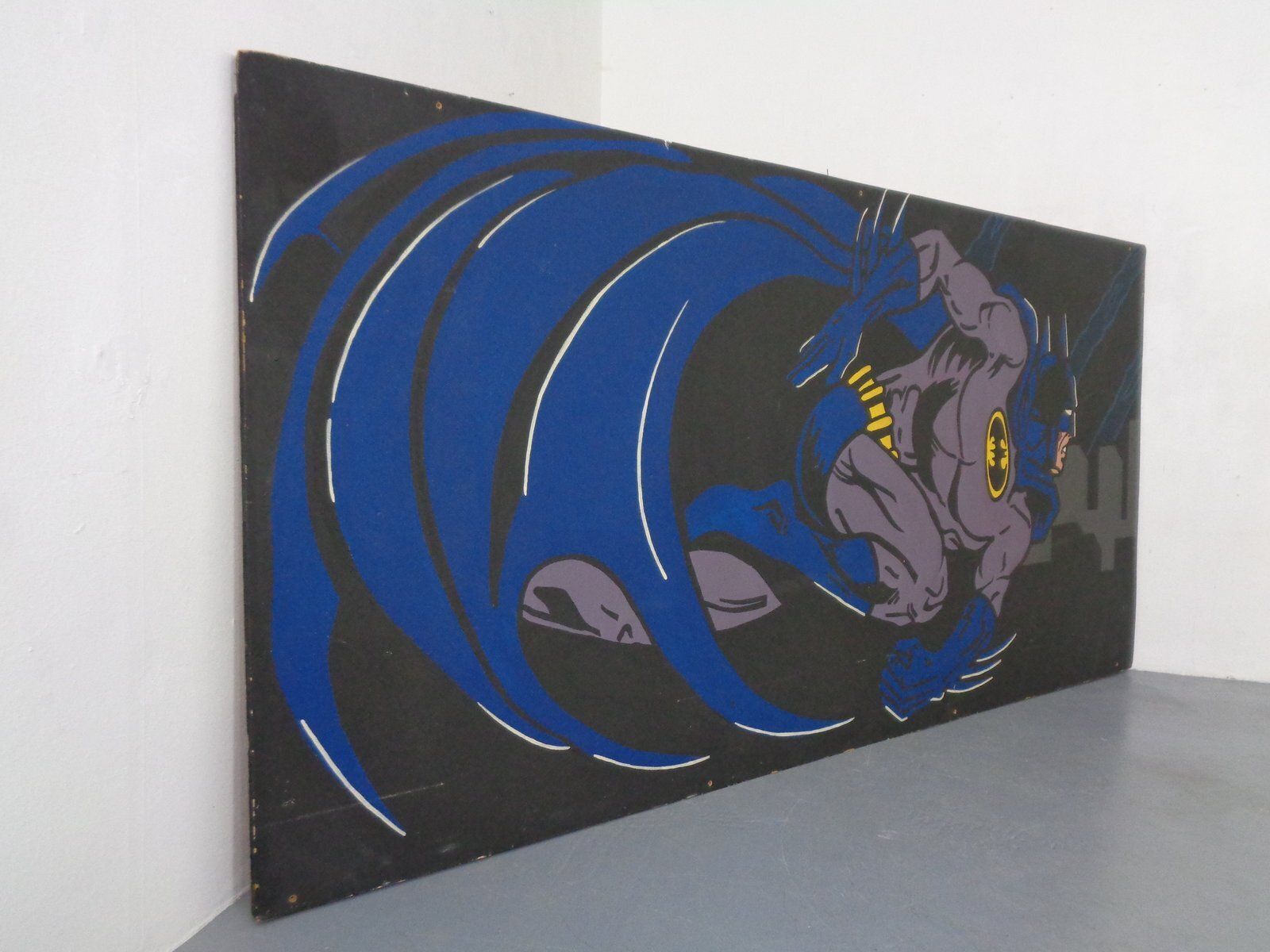 American Artist, Large Batman Street Art Image, Acrylic Painting On Hardboard, 1990s photo vinterior