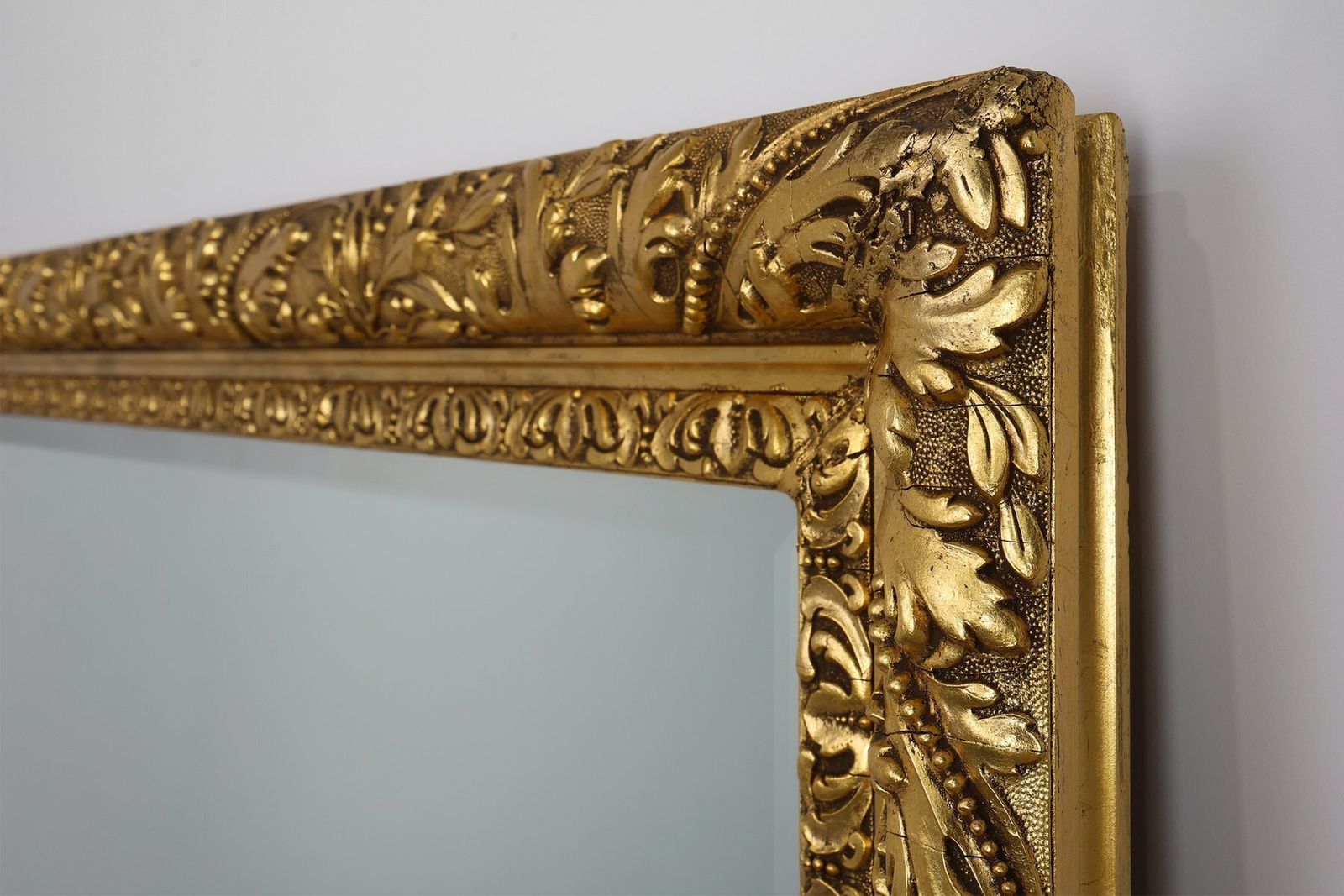 Large Baroque French Rustic Oak Wall Mirror, 1850s photo vinterior