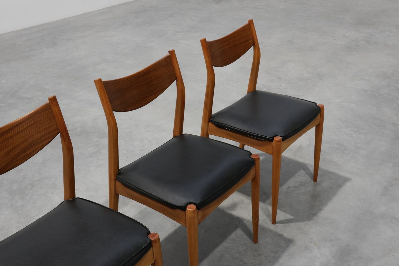Mid Century Modern Belgian Teak Dining Chairs, 1960s, Set Of 6 photo for sale