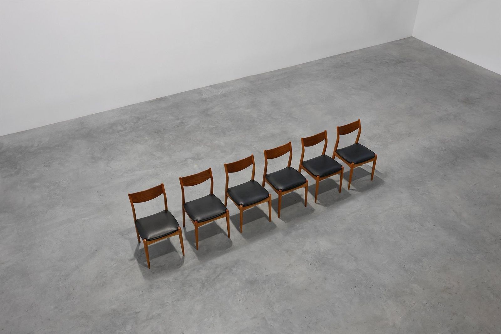 Mid Century Modern Belgian Teak Dining Chairs, 1960s, Set Of 6 photo 2093.0