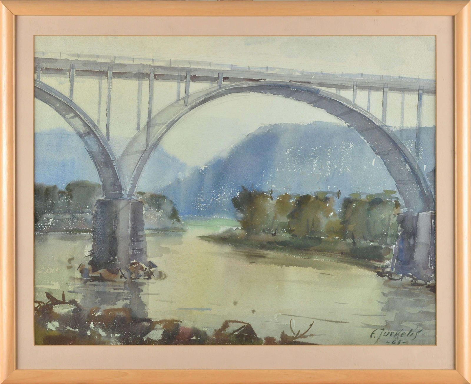 Eduards Jurkelissigulda Bridge. 1965. Paper, Watercolor. 50x63 Cm1965 photo furniture