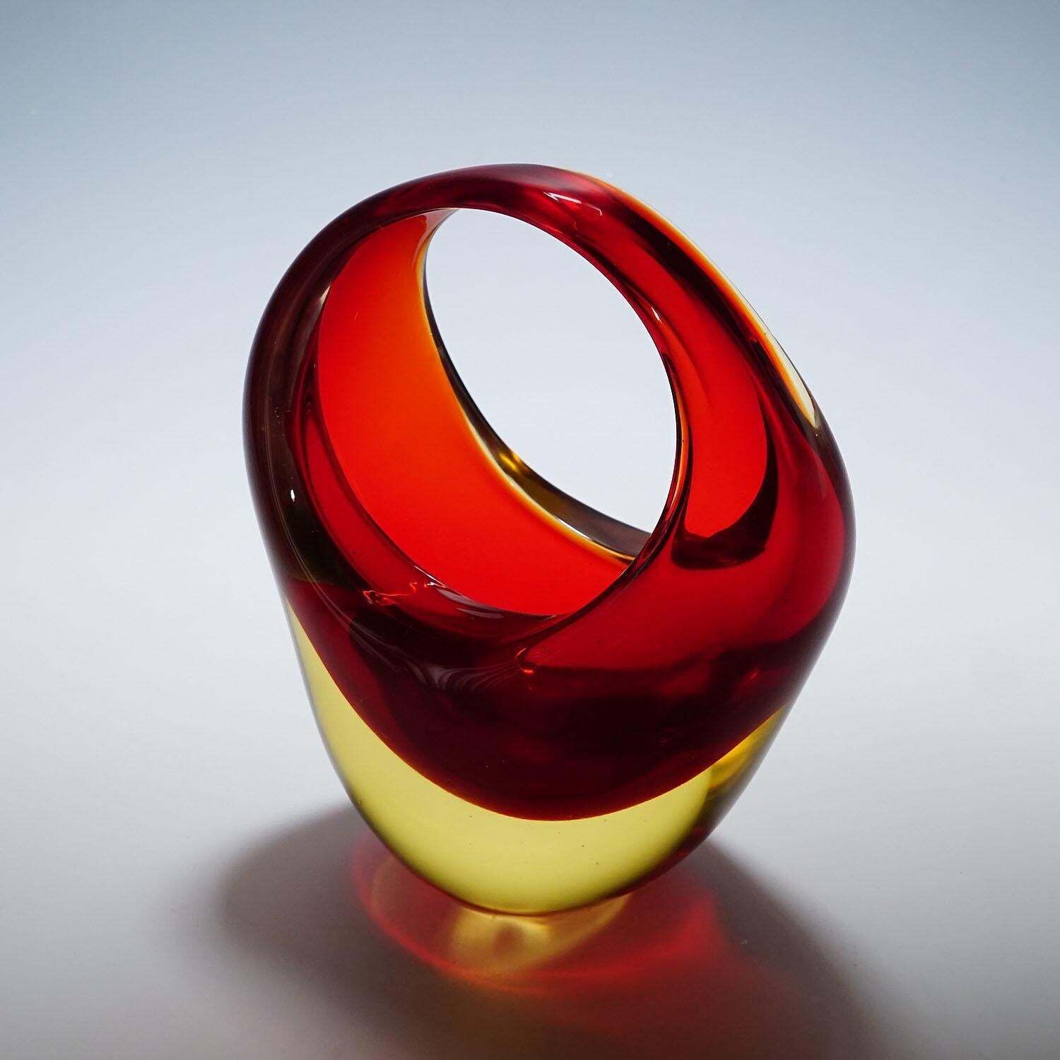 Bowl In Red Sommerso Glass, Flavio Poli For Seguso Murano 1950s photo vinterior