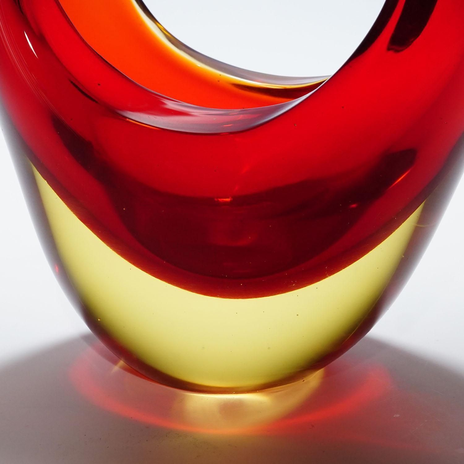 Bowl In Red Sommerso Glass, Flavio Poli For Seguso Murano 1950s photo buy