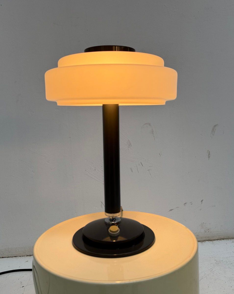 Mid Century Table Lamps In Milk Glass And Metal From Napako, Czechoslovakia,1960s, Set Of 2 photo furniture