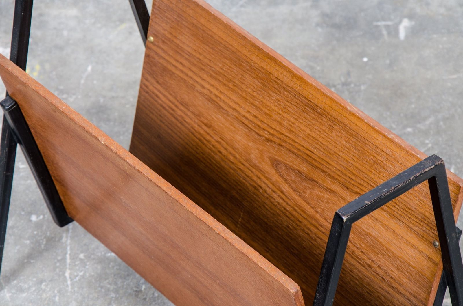 Mid Century Magazine Rack In Teak And Metal, 1960s photo Home Decor