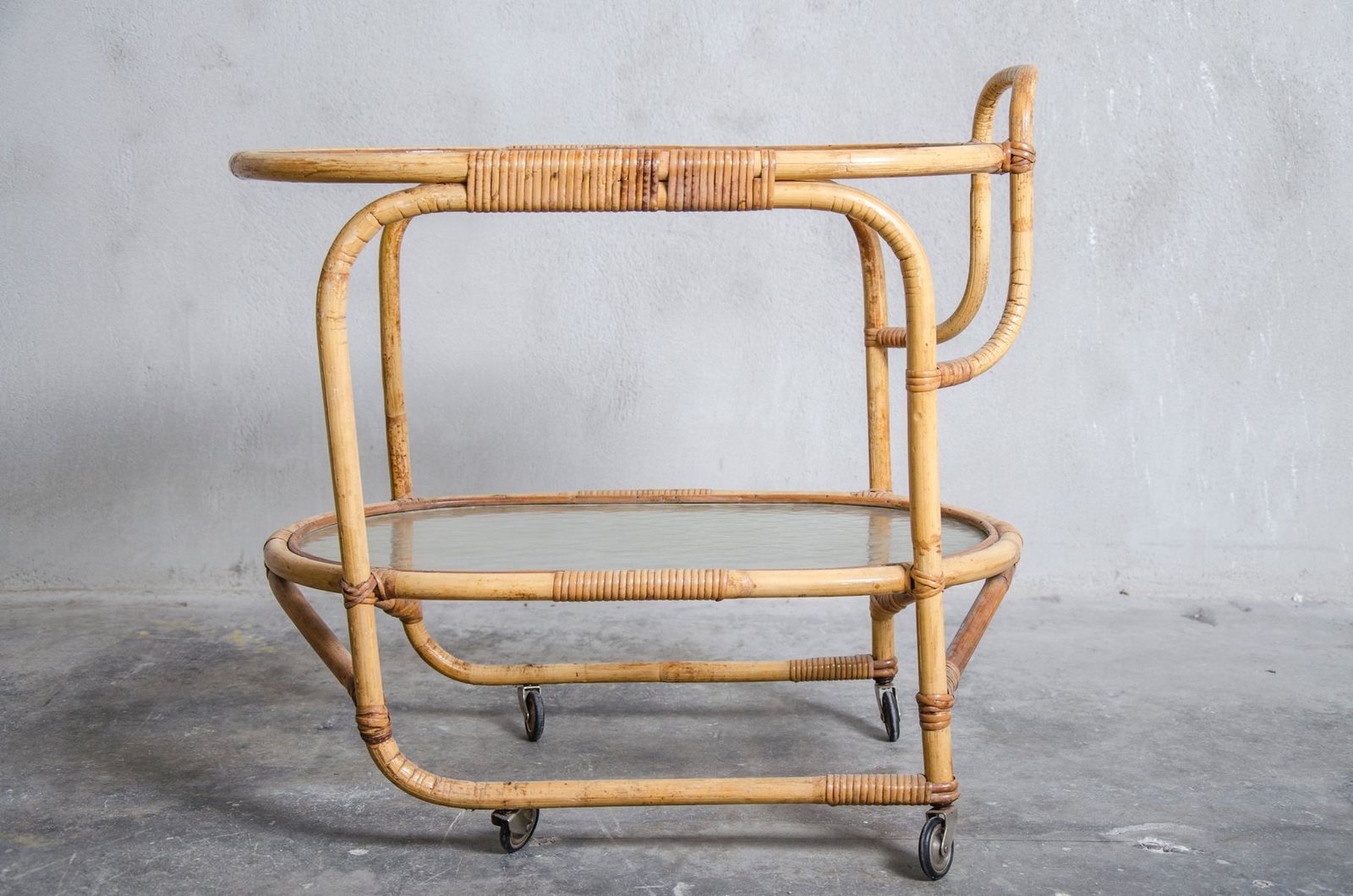 Serving Trolley In Rattan From Rohé Noordwolde, 1960s photo furniture