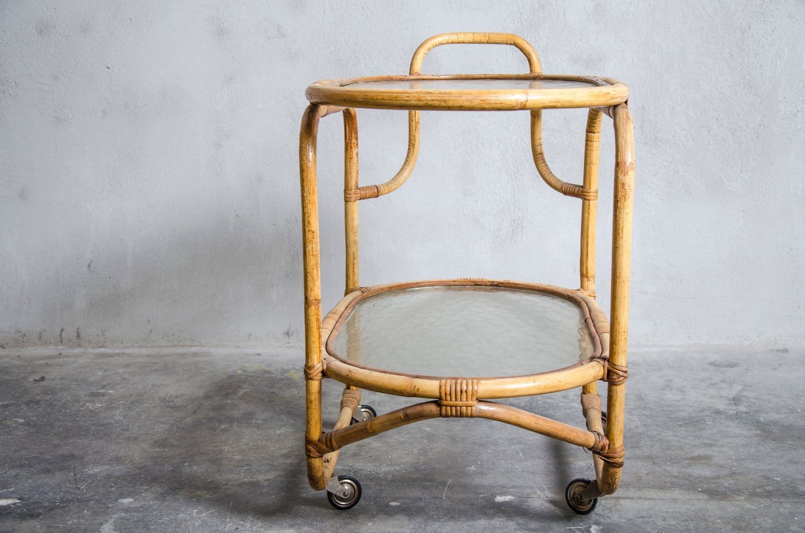 Serving Trolley In Rattan From Rohé Noordwolde, 1960s photo Furniture