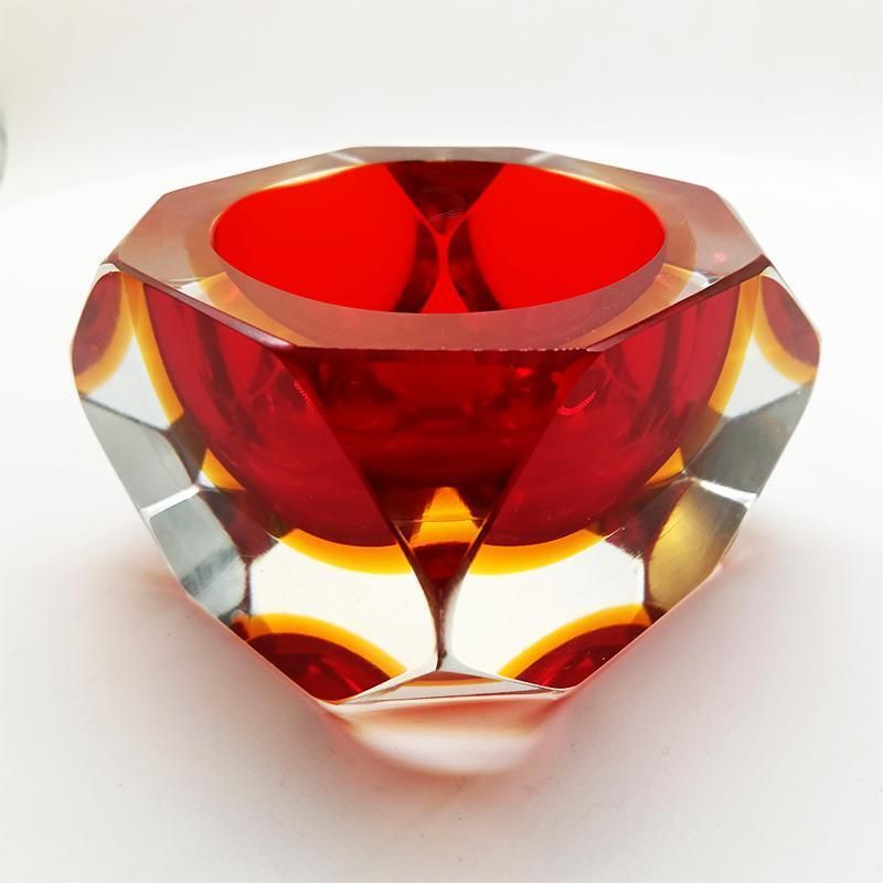 1960s Square Multifaceted Ashtray Or Catch All In Murano Glass By Flavio Poli For Seguso. Made In Italy. photo furniture