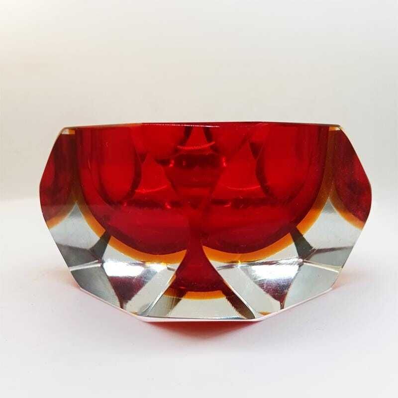 1960s Square Multifaceted Ashtray Or Catch All In Murano Glass By Flavio Poli For Seguso. Made In Italy. photo Home Decor
