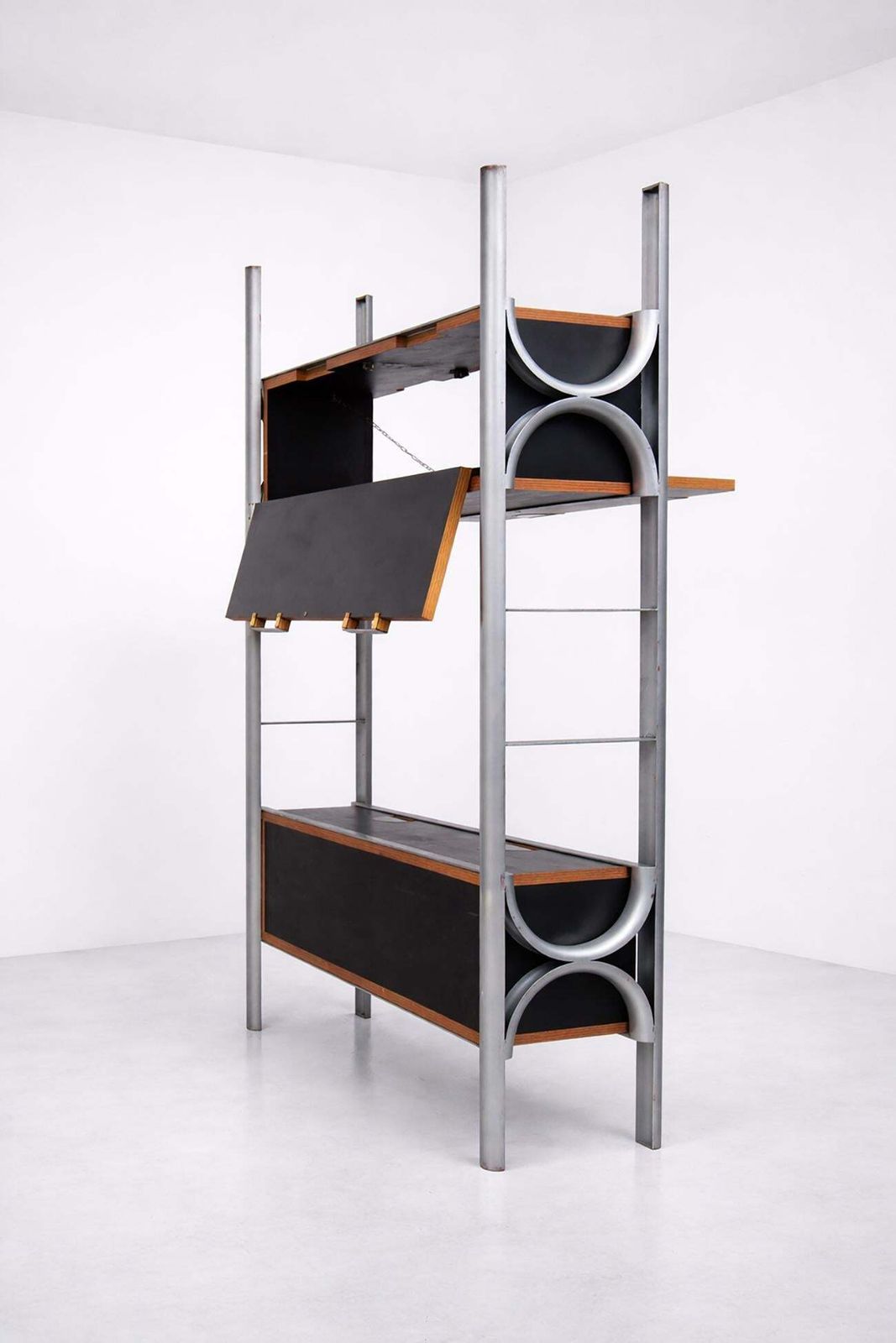 21326.0 Italian Double Sided "Ferrotipi" Series Bookcase With Drop Front, Malacrida & Res photo