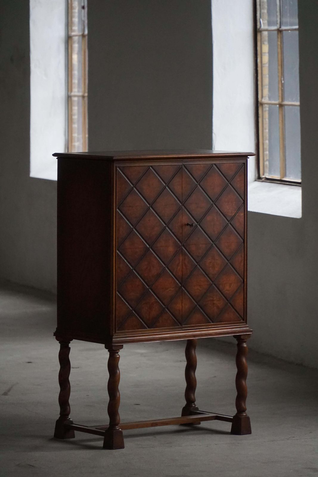 Swedish Grace, Geometric Cabinet In Oak, Thysells Möbler, Art Deco, 1940s photo Furniture