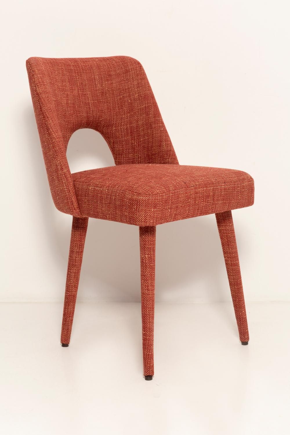 Set Of Four Mid Century Shell Chairs In Burgundy Angkor By Pierre Frey, 1960s photo furniture