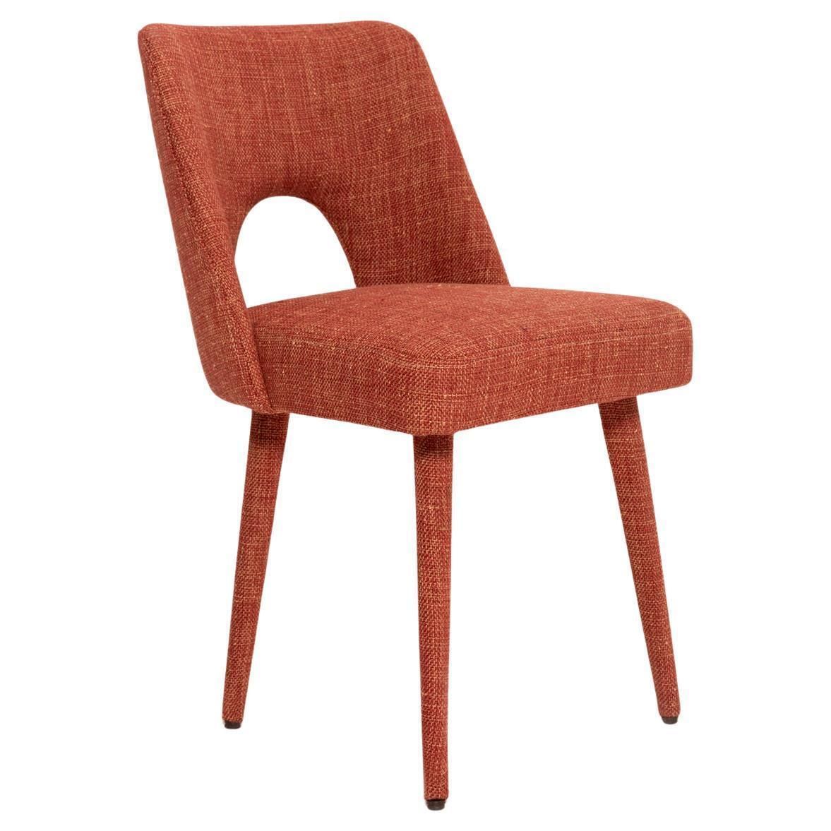 Mid Century Shell Chair In Burgundy Angkor Plain Fabric By Pierre Frey, 1960s