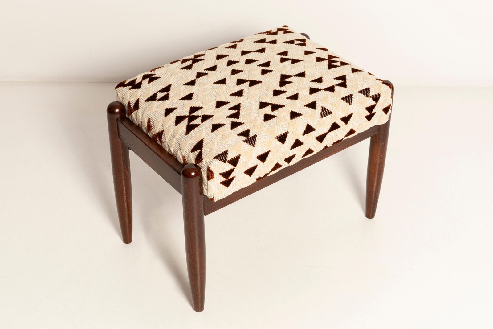 Two Mid Century Gfm Stools In Drawing Jacquard By Dedar, E. Homa, Europe, 1960s photo buy