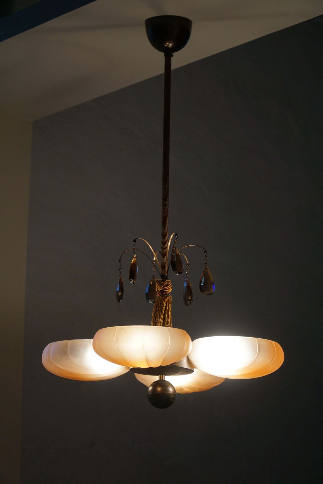 Harald Notini Chandelier, Böhlmarks, Model. 10374, Swedish Art Deco, 1930s photo vinterior